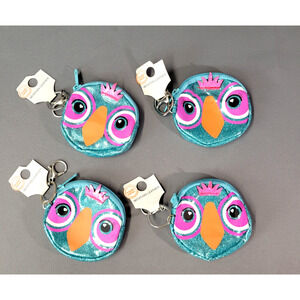 4 Keychains Coin Wallet Owl Bird Blue Shimmer Wonder Nation Party Favor Gift New